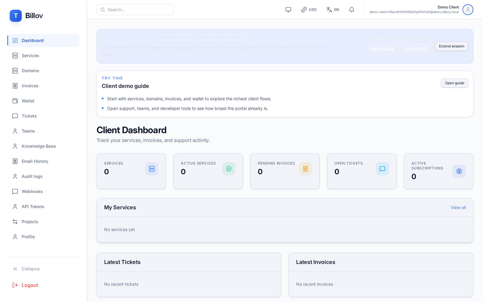 Client dashboard