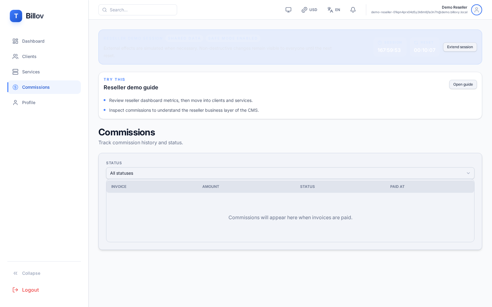 Reseller commissions